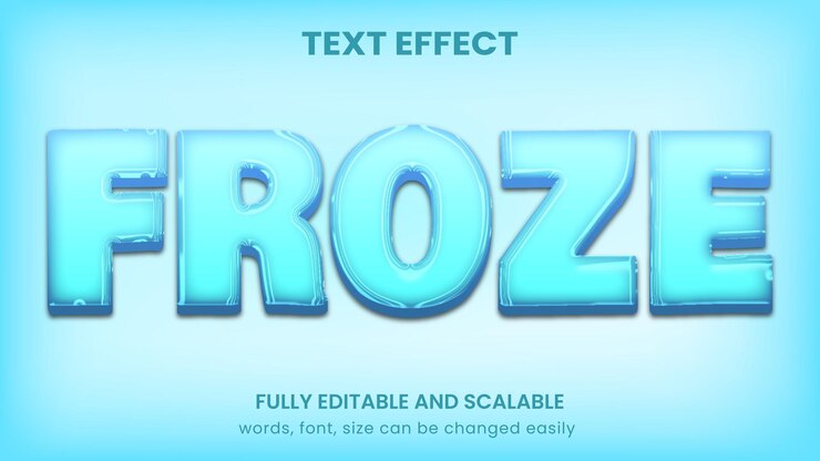 Vector efecto de texto editable de estilo gráfico de hielo congelado