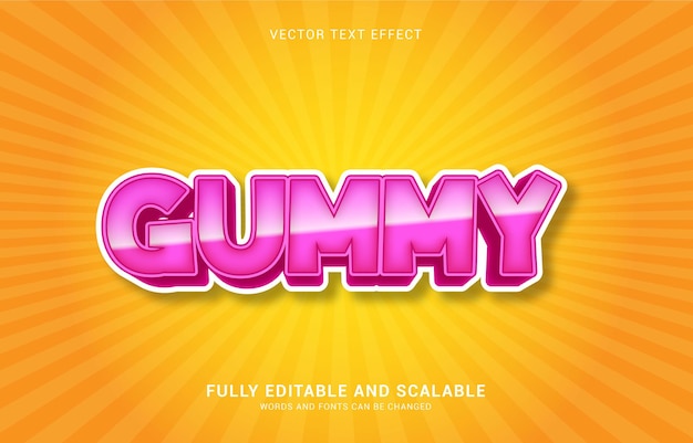 Vector efecto de texto editable, el estilo gummy se puede usar para hacer título