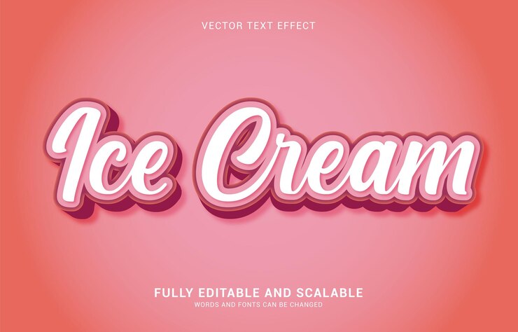 Vector efecto de texto editable el estilo de helado se puede usar para hacer título