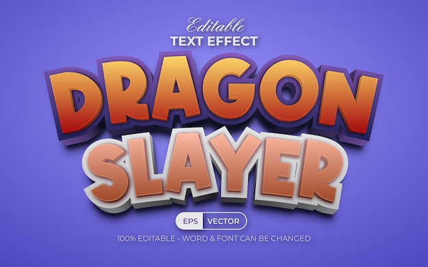 Efecto de texto editable estilo de juego dragon slayer