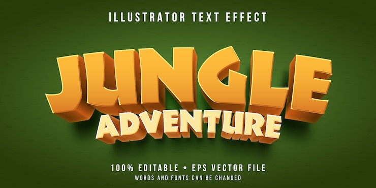 Vector efecto de texto editable - estilo de juego de la jungla