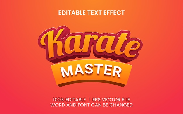 Efecto de texto editable con estilo de juego de karate rojo naranja realista