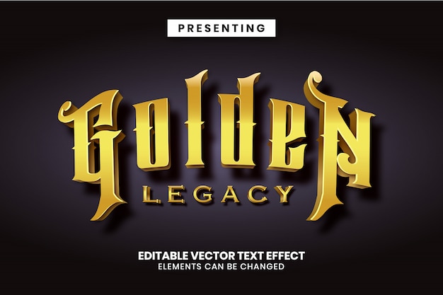 Efecto de texto editable: estilo de juego de lujo golden legacy