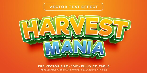 Efecto de texto editable en estilo de juego de recolección