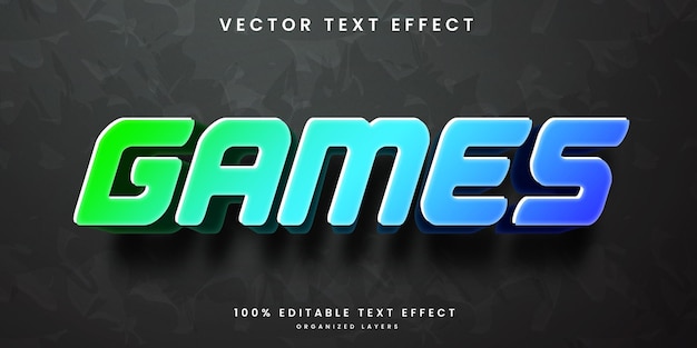 Efecto de texto editable en estilo de juegos coloridos vector premium