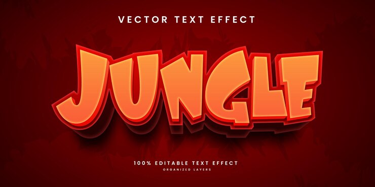 Vector efecto de texto editable en estilo jungle premium vector