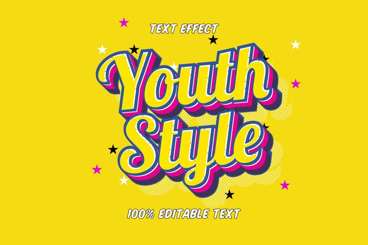 Vector efecto de texto editable estilo juvenil
