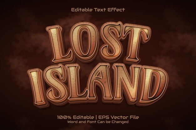 Efecto de texto editable estilo lost island cartoon game