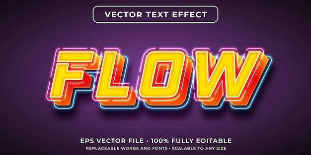 Efecto de texto editable en estilo de luces de neón que fluyen