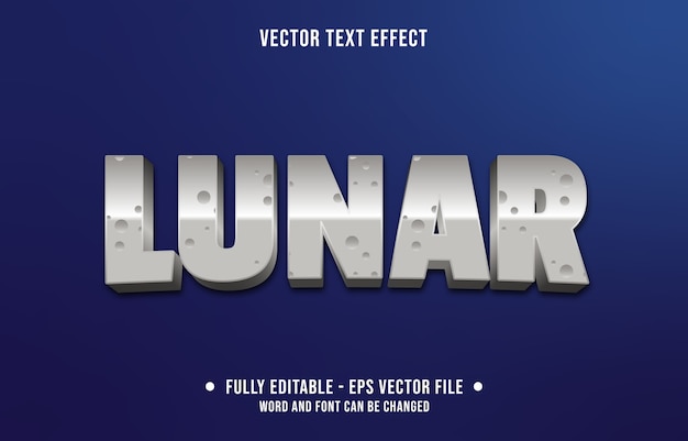 Vector efecto de texto editable estilo luna lunar