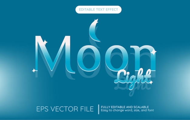 Vector efecto de texto editable con estilo de luz de luna azul