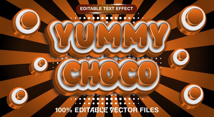 Vector efecto de texto editable de estilo de marca yummy choco plantilla