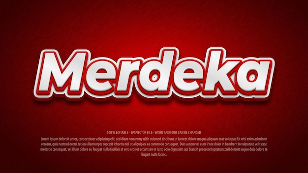 Efecto de texto editable de estilo merdeka 3d