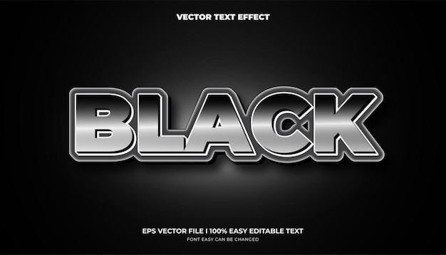 Efecto de texto editable estilo metal 3d negro