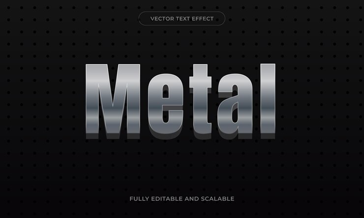 Vector efecto de texto editable estilo metal