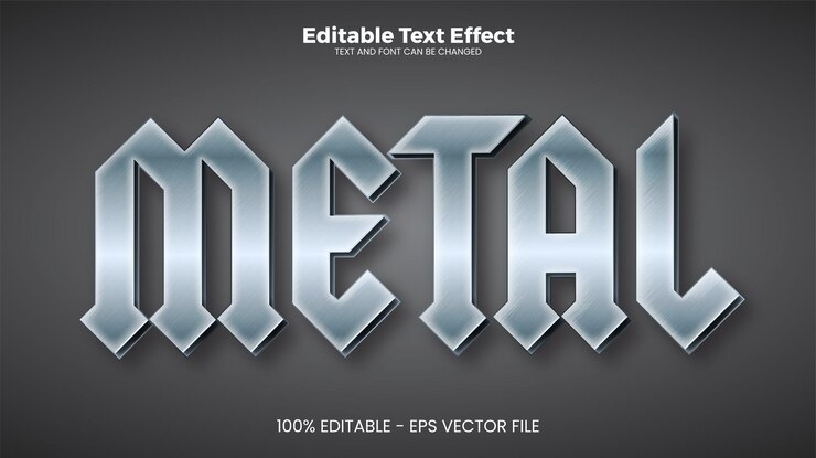 Vector efecto de texto editable de estilo metálico en estilo de tendencia moderna