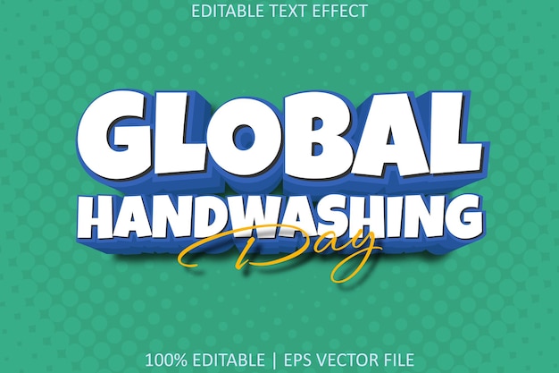 Efecto de texto editable de estilo moderno del día mundial del lavado de manos