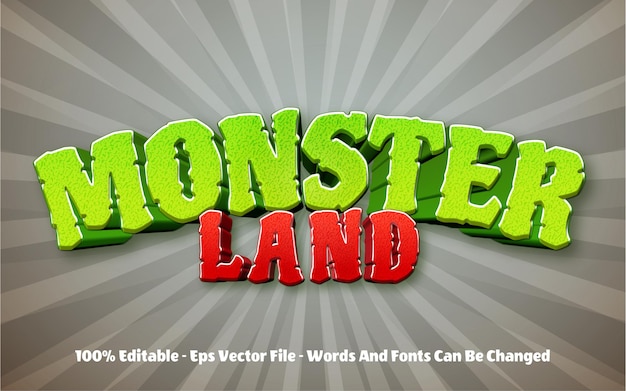 Vector efecto de texto editable, estilo monster land