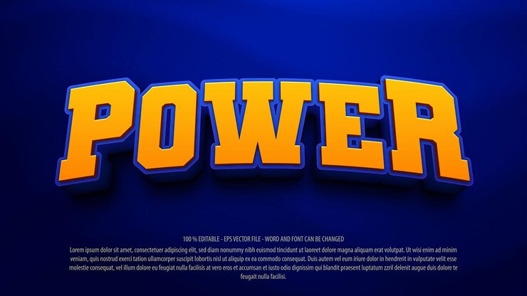 Vector efecto de texto editable de estilo en negrita power 3d