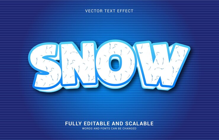 Vector efecto de texto editable, el estilo de nieve se puede usar para hacer un título