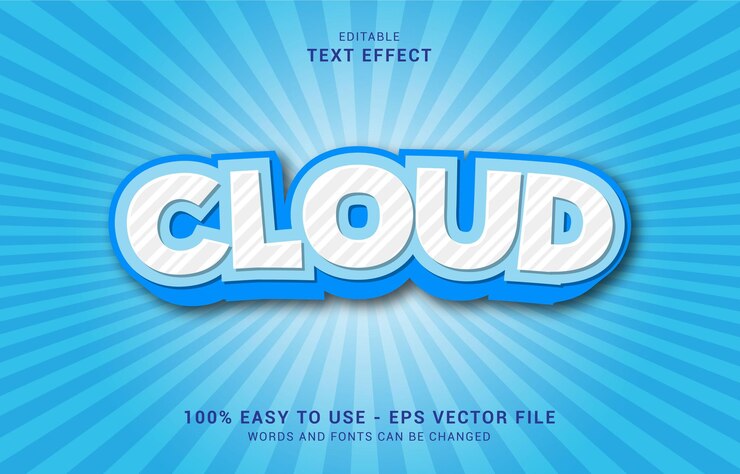 Vector efecto de texto editable, el estilo de la nube se puede usar para hacer el título