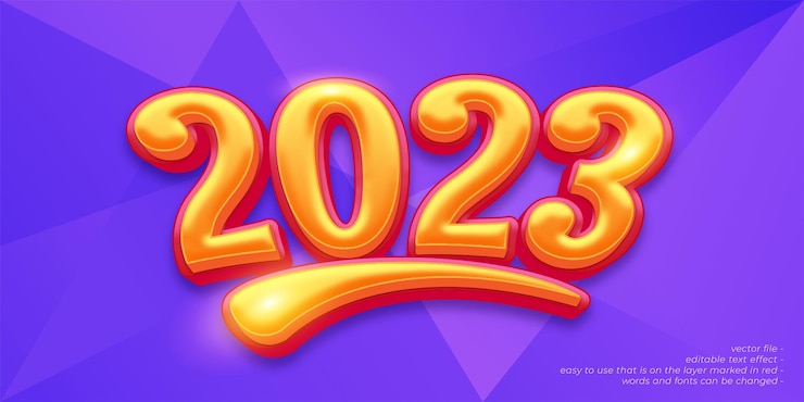 Vector efecto de texto editable de estilo de número de texto 3d 2023