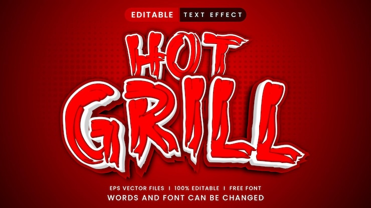Vector efecto de texto editable estilo parrilla caliente 3d
