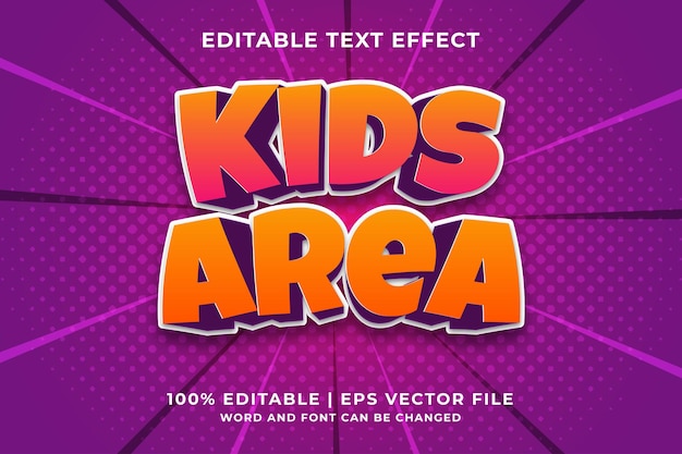 Efecto de texto editable: estilo de plantilla 3d de área de niños vector premium