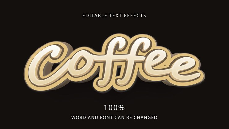 Vector efecto de texto editable estilo de plantilla 3d de café