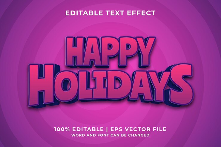 Vector efecto de texto editable - estilo de plantilla 3d felices fiestas vector premium