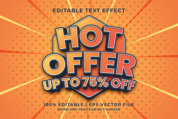 Efecto de texto editable: estilo de plantilla 3d de oferta caliente vector premium