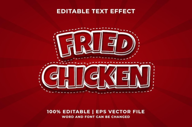 Efecto de texto editable - estilo de plantilla 3d de pollo frito vector premium