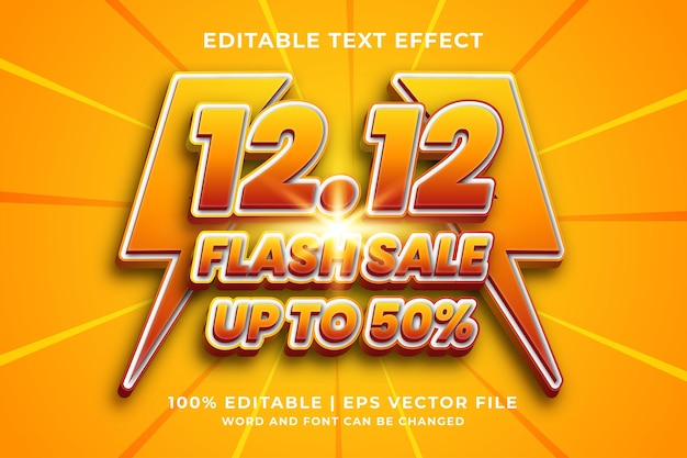 Efecto de texto editable: estilo de plantilla 3d de venta flash 12.12 vector premium