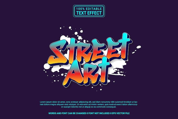 Efecto de texto editable Estilo de plantilla de dibujos animados Street Art 3D vectorial premium moderno