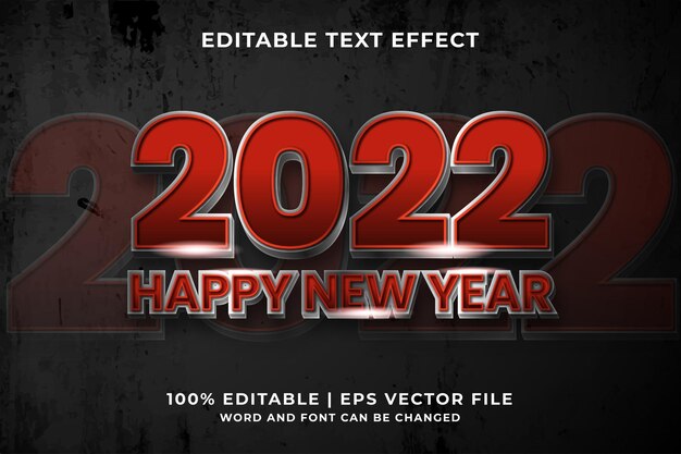 Efecto de texto editable: estilo de plantilla de feliz año nuevo 2022 vector premium