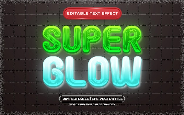 Efecto de texto editable estilo de plantilla superbrillante