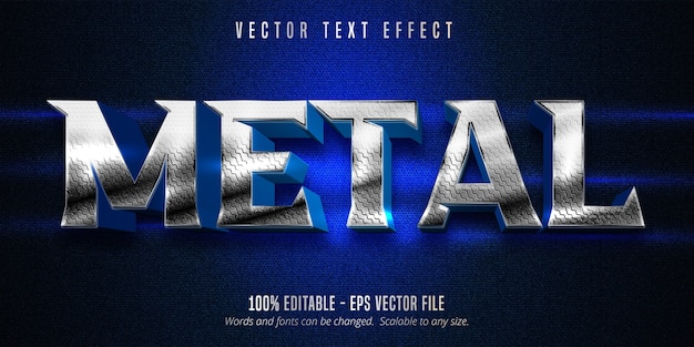 Vector efecto de texto editable estilo plata metalizada