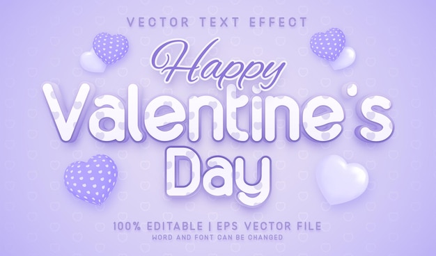 Efecto de texto editable de estilo púrpura de san valentín