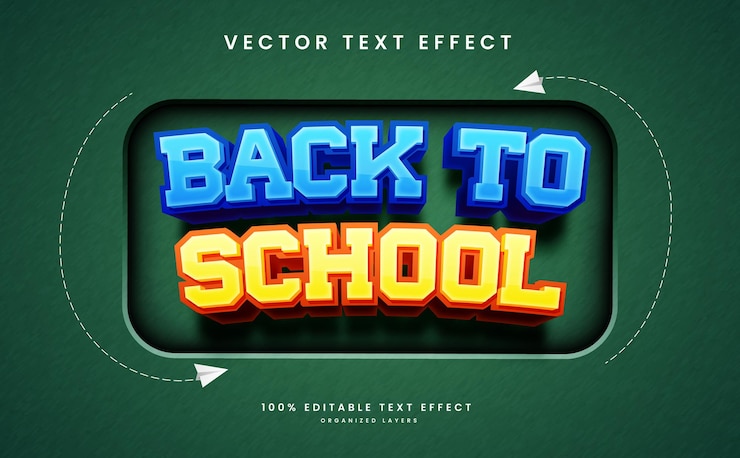 Vector efecto de texto editable en estilo de regreso a la escuela vector premium