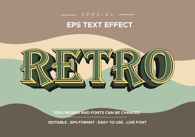 Vector efecto de texto editable de estilo retro