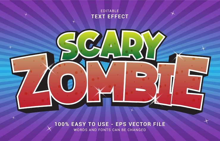 Vector efecto de texto editable, el estilo scary zombie se puede usar para hacer título