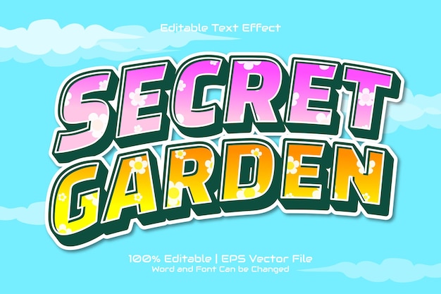 Efecto de texto editable estilo Secret Garden Cartoon Game