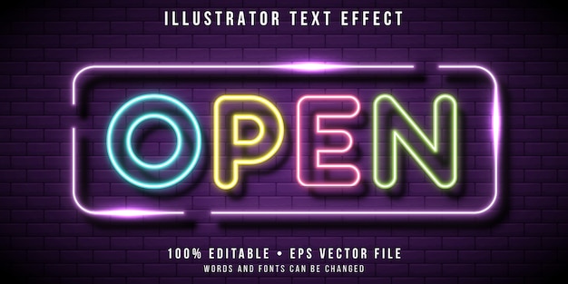 Efecto de texto editable: estilo de señalización de luces de neón