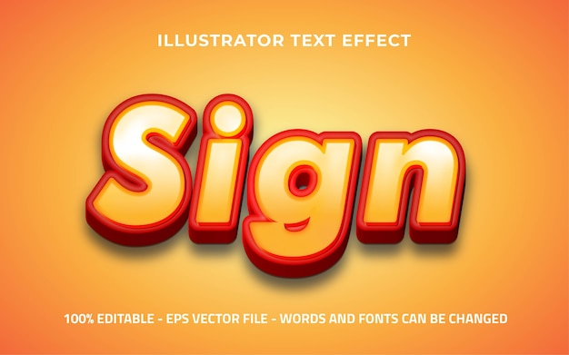 Efecto de texto editable, estilo de signo