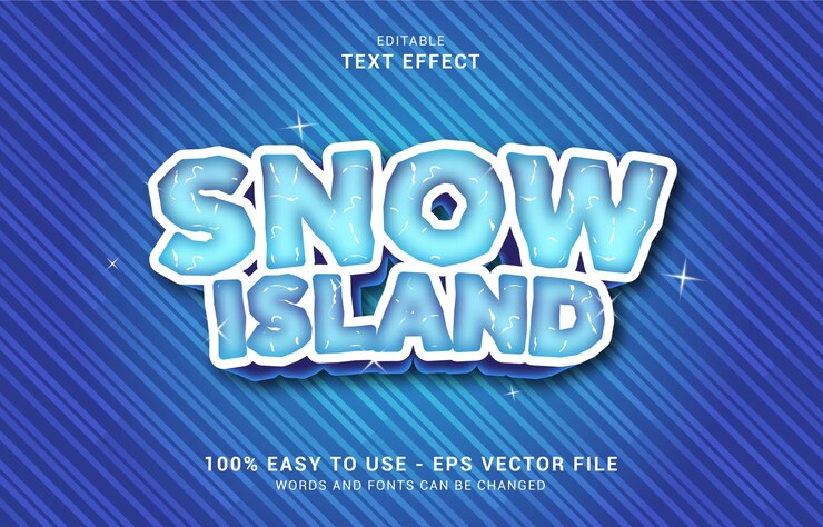 Vector efecto de texto editable, el estilo snow island se puede usar para hacer título