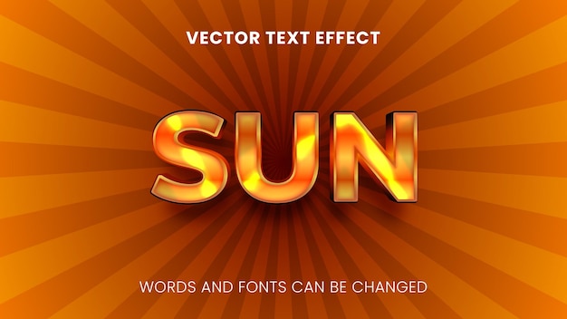Efecto de texto editable estilo sol 3d