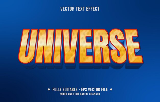 Efecto de texto editable estilo de superhéroe moderno palabra de universo fuerte