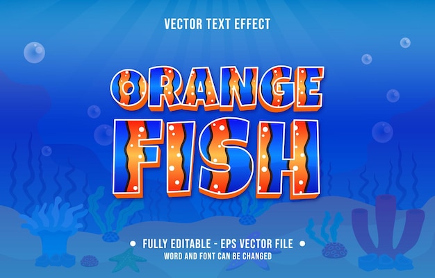 Efecto de texto editable estilo de tema de patrón de peces de mar océano para plantilla de medios digitales e impresos