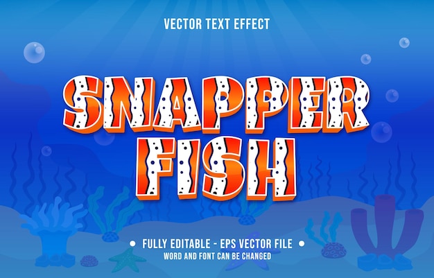 Efecto de texto editable estilo de tema de patrón de peces de mar océano para plantilla de medios digitales e impresos