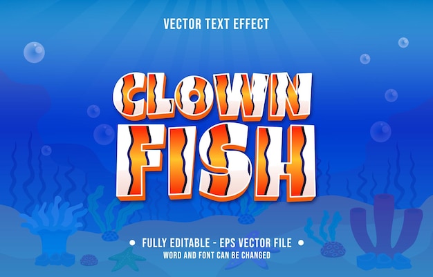 Efecto de texto editable estilo de tema de patrón de peces de mar océano para plantilla de medios digitales e impresos